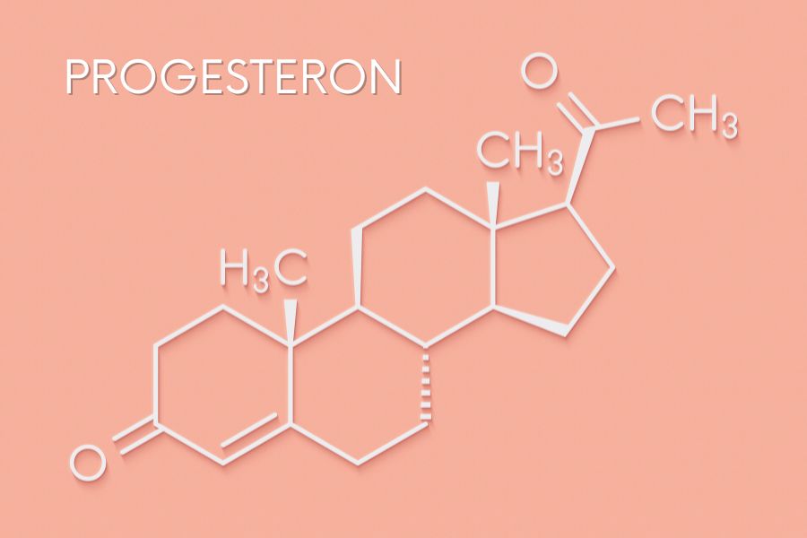 Wzór chemiczny progesteronu.