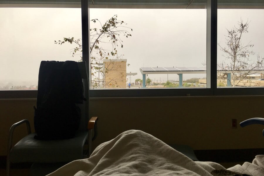 Widok z okna sali szpitalnej.