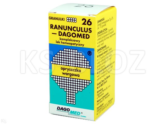 26 Ranunculus Opryszczka Wargowa interakcje ulotka granulki - 7 g
