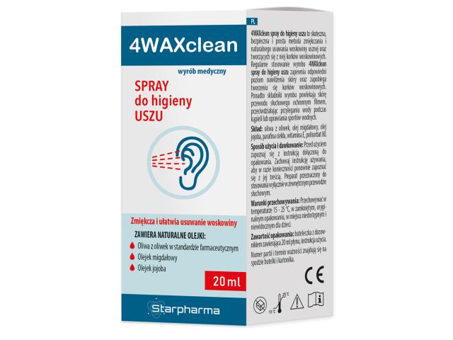 4WAXclean Spray do higieny uszu interakcje ulotka spray do uszu  20 ml