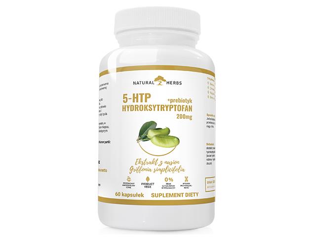 5-HTP Hydroksytryptofan 200mg + Prebiotyk Ekstrakt z Nasion Griffonia Simplicifolia interakcje ulotka kapsułki - 60 kaps.