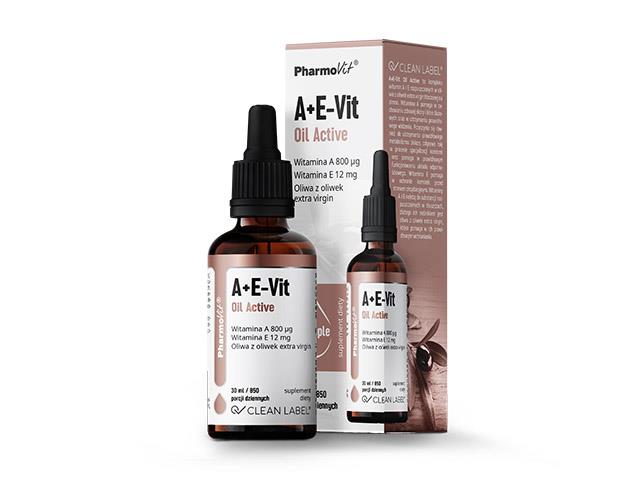 A+E-Vit Oil Active Clean Label Pharmovit interakcje ulotka krople  30 ml