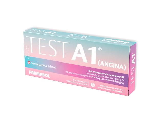 A1 Angina Test do samokontroli na bakterie paciorkowców z grupy A wymazowy interakcje ulotka test  1 szt.