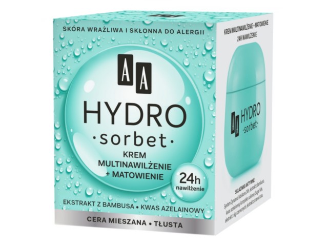 AA Hydro Sorbet Krem multinawilżenie + matowienie cera mieszana, tłusta interakcje ulotka   50 ml