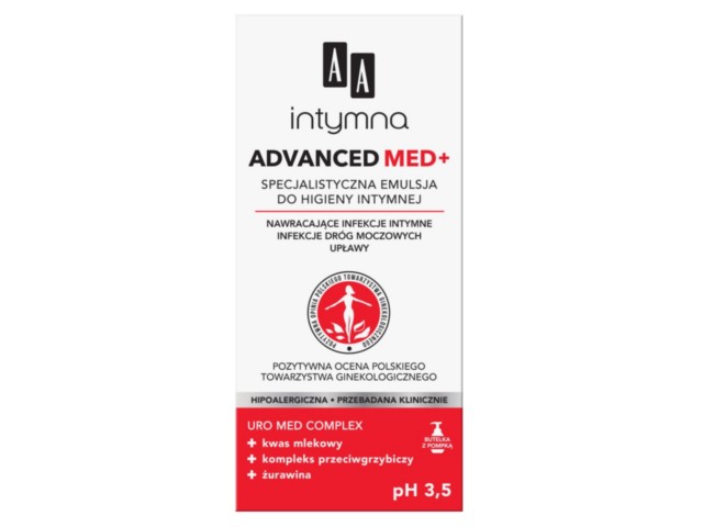 AA Intymna Advanced MED+ Emulsja do higieny intymnej specjalistyczna ph 3,5 interakcje ulotka   300 ml | but.z dozow.