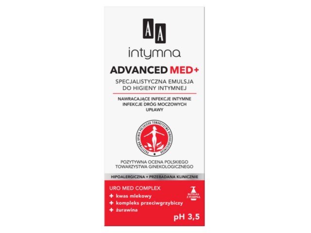 AA Intymna Advanced MED+ Emulsja do higieny intymnej specjalistyczna ph 3,5 interakcje ulotka emulsja - 300 ml (but.z dozown.)