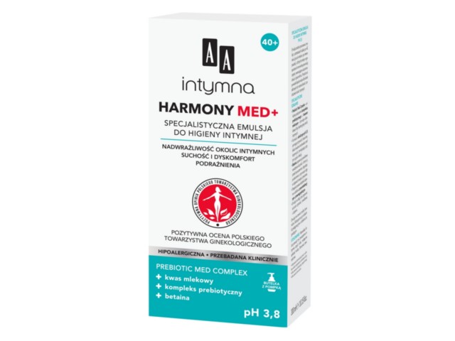 AA Intymna Harmony MED+ Emulsja do higieny intymnej specjalistyczna ph 3,8 interakcje ulotka   300 ml | but.z dozow.