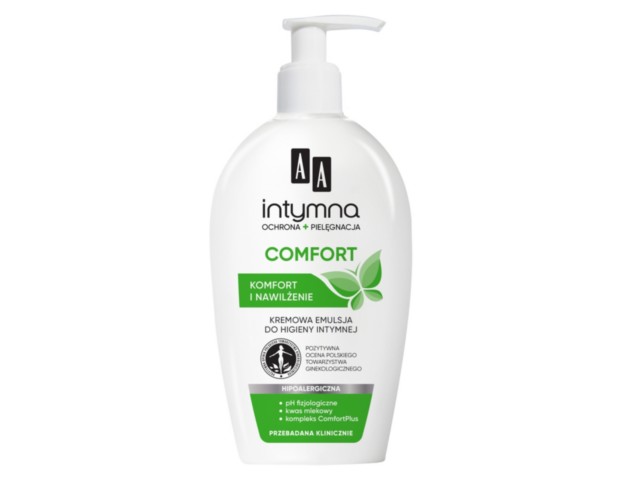 AA Intymna Ochrona & Pielęgnacja Comfort Krem-emulsja do higieny intymnej interakcje ulotka emulsja - 300 ml (but.z dozown.)