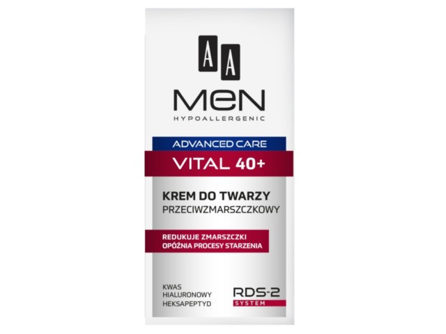 AA Men Advanced Care Vital Krem przeciwzmarszczkowy do twarzy 40+ interakcje ulotka   50 ml