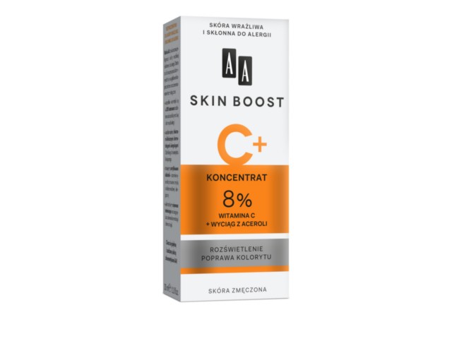 AA Skin Boost C+ Koncentrat 8% witamina C + wyciąg z aceroli interakcje ulotka   30 ml | but.szkl.