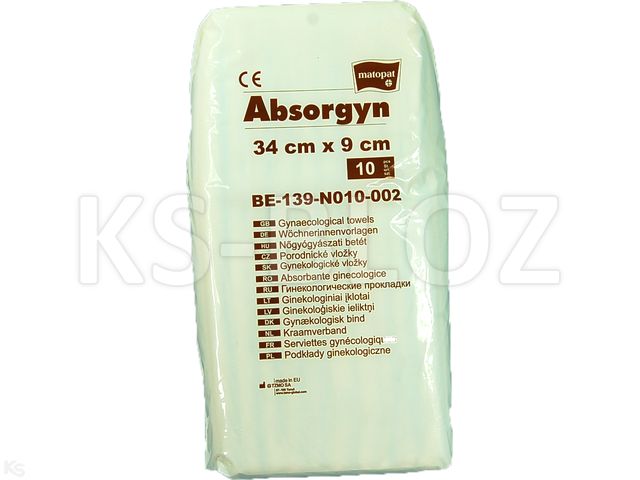 Absorgyn Podkłady higieniczne niejałowe ginekologiczne 34 x 9 cm interakcje ulotka   10 szt.