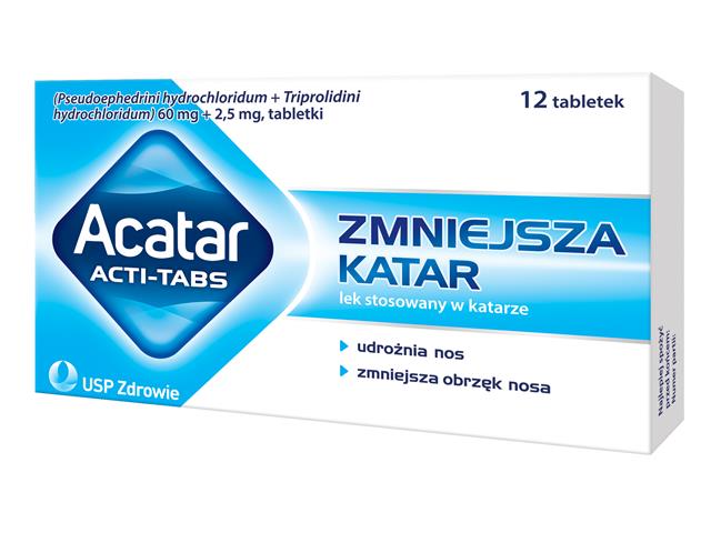 Acatar Acti-Tabs interakcje ulotka tabletki 60mg+2,5mg 12 tabl.