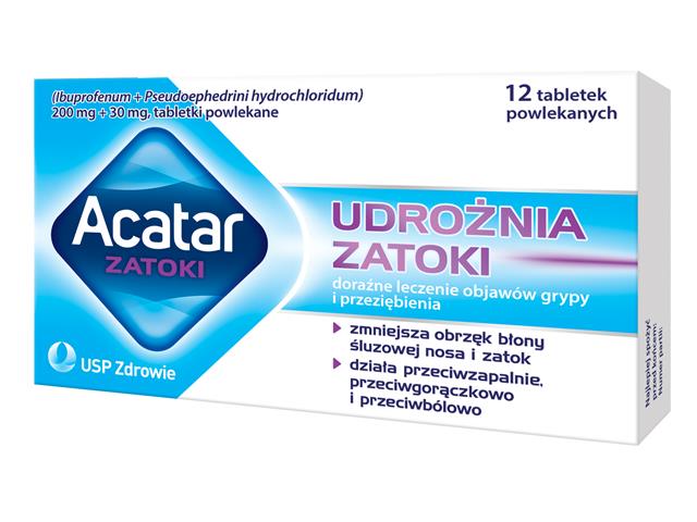 Acatar Zatoki interakcje ulotka tabletki powlekane 200mg+30mg 12 tabl. (blist.)