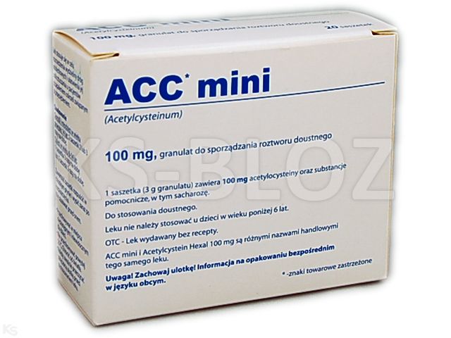 Acc Mini interakcje ulotka granulat do sporządzania roztworu doustnego 100 mg 20 sasz. po 3 g