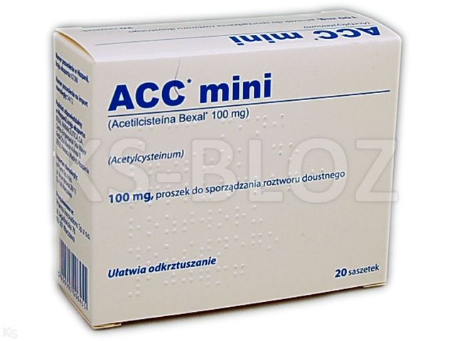 Acc Mini interakcje ulotka proszek do sporządzania roztworu doustnego 100 mg 20 sasz. po 3 g