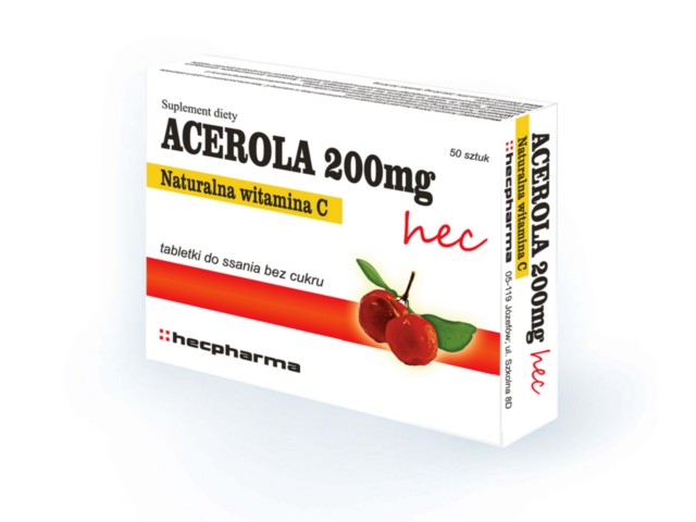 Acerola 200 mg Hec interakcje ulotka tabletki  50 tabl. (2 blist. po 25 tabl.)