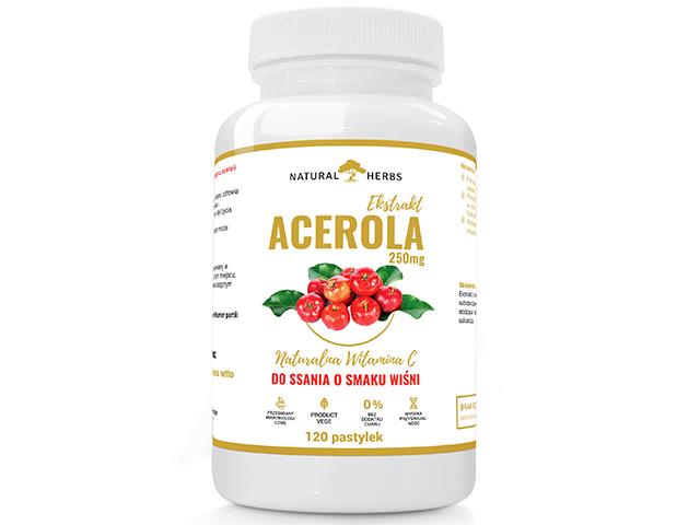 Acerola 250 mg Naturalna Witamina C do ssania o smaku wiśni interakcje ulotka pastylki do ssania  120 pastyl.