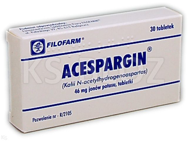 Acespargin interakcje ulotka tabletki 46 mg K+ 30 tabl.