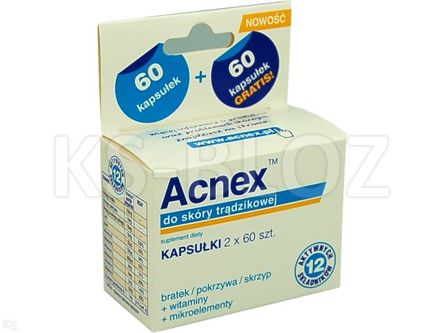 Acnex interakcje ulotka kapsułki - 60 kaps. + 60 kaps.
