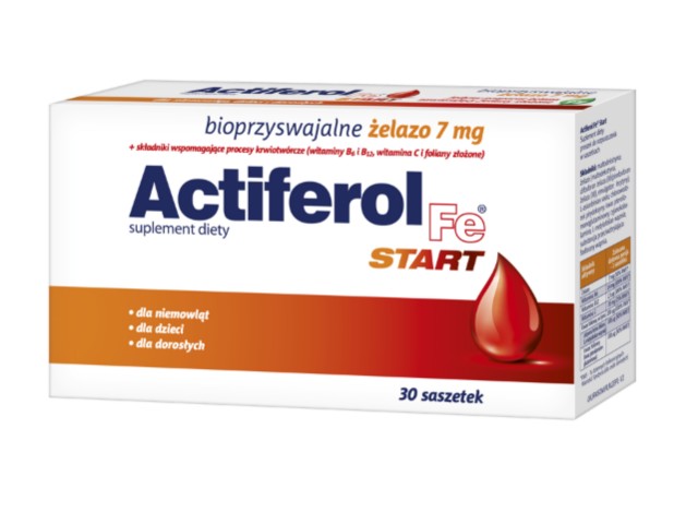 Actiferol Fe Start interakcje ulotka proszek do rozpuszczenia - 30 sasz.