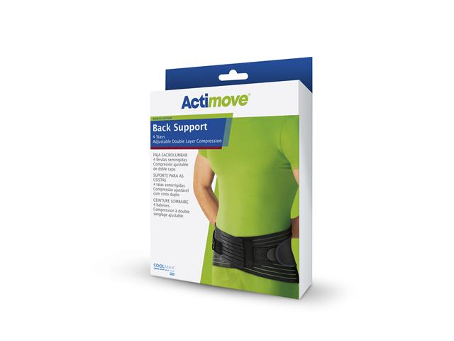 Actimove Back Support 4 Stays Adjustable Double Layer Compression Orteza lędźwiowo-krzyż. black XXL interakcje ulotka orteza  1 szt.