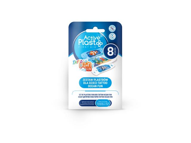 ActivePlast First Aid Tattoo Zestaw plastrów dla dzieci ocean fun interakcje ulotka plaster - 8 szt.