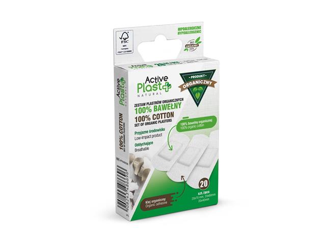 ActivePlast Natural Plastry opatrunkowe zestaw ze 100% bawełny organicznej Bio interakcje ulotka plaster  20 szt.