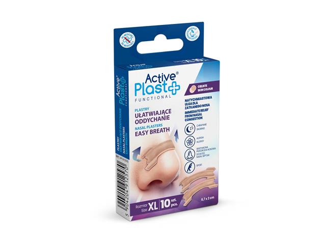 ActivePlast Plastry ułatwiające oddychanie cieliste XL 6,7 x 2 cm interakcje ulotka plaster  10 szt.