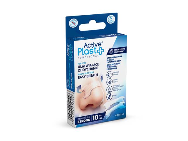 ActivePlast Plastry ułatwiające oddychanie strong 6,2 x 2,3 cm interakcje ulotka plaster  10 szt.