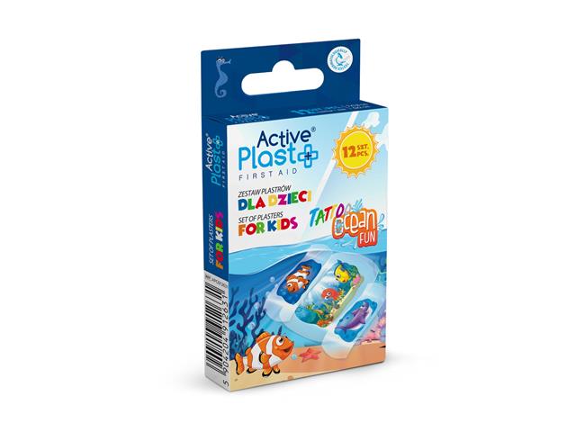 ActivePlast Tattoo Ocean Fun Zestaw plastrów dla dzieci interakcje ulotka plaster  12 szt.