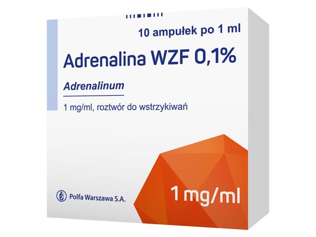 Adrenalina WZF 0,1% interakcje ulotka roztwór do wstrzykiwań 1 mg/ml 10 amp. po 1 ml