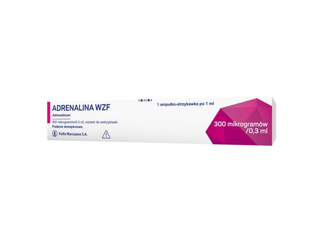 Adrenalina WZF interakcje ulotka roztwór do wstrzykiwań 300 mcg/0,3ml 1 amp.-strz. po 1 ml