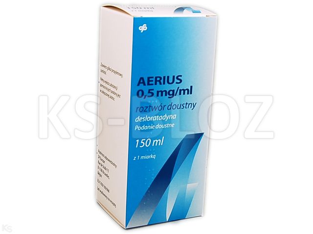 Aerius interakcje ulotka roztwór doustny 500 mcg/ml 150 ml (but. ze szkła + łyżka plastikowa)