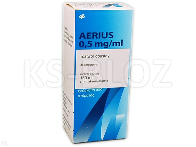 Aerius interakcje ulotka roztwór doustny 500 mcg/ml 150 ml | (but. ze szkła + strzykawka)