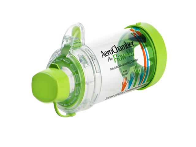 Aerochamber Plus Flow Vu Komora inhalacyjna dla dzieci z ustnikiem kolor zielony lat 5+ interakcje ulotka   1 szt.