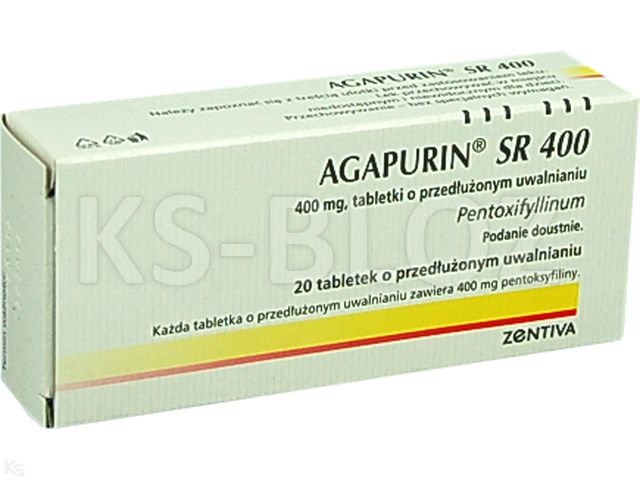 Agapurin SR 400 interakcje ulotka tabletki o przedłużonym uwalnianiu 400 mg 20 tabl. | (2 blist. po 10 tabl.)