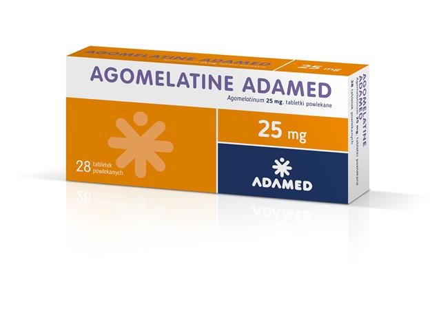 Agomelatine Adamed interakcje ulotka tabletki powlekane 25 mg 28 tabl.