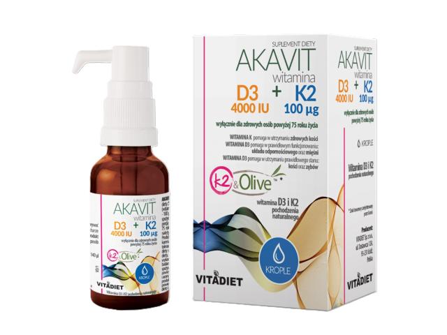 Akavit Witamina D3 4000 IU + K2 100 mcg interakcje ulotka krople 29.4 ml