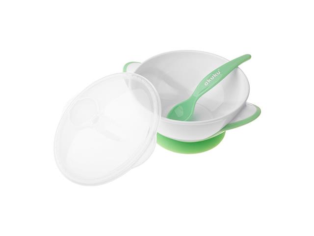 AKUKU Miseczka na przyssawce A0504 White/Green interakcje ulotka miska - 1 szt.
