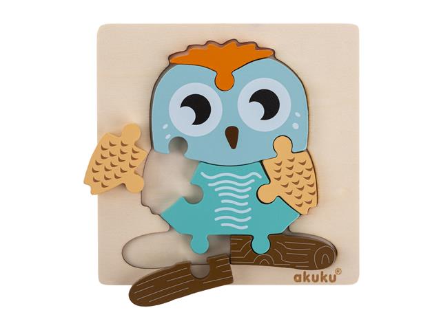 AKUKU Puzzle drewniane SOWA A0601 interakcje ulotka zabawka - 1 szt.