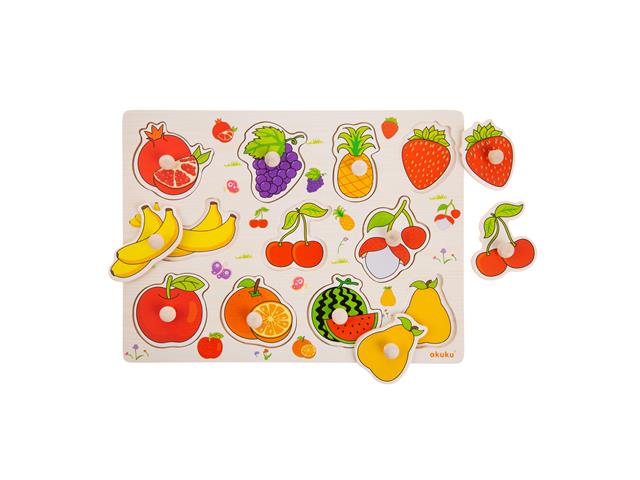 AKUKU Puzzle drewniane z pinezkami OWOCE A0607 interakcje ulotka zabawka - 1 szt.