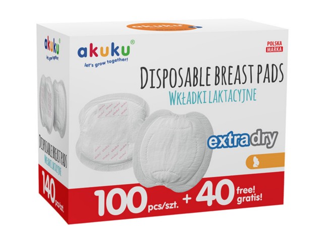 AKUKU Wkładki Laktacyjne EXTRA DRY - GIGA PAKA 140 SZT. A0555 interakcje ulotka  - 1 szt.