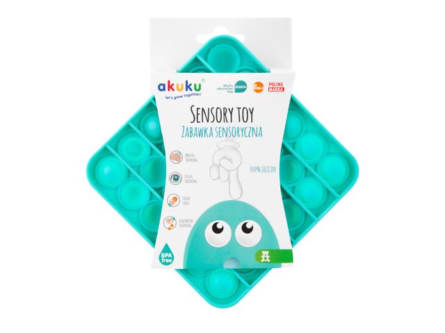 AKUKU Zabawka Sensoryczna Kwadrat Mięta A0479 interakcje ulotka zabawka - 1 szt.