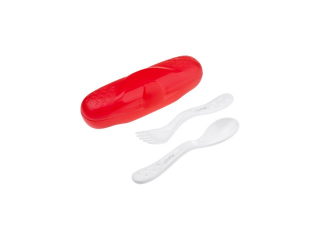 AKUKU Zestaw sztućców w etui czerw/białe A0435 interakcje ulotka  - 1 szt.