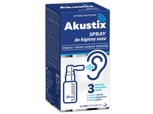 Akustix Spray do higieny uszu interakcje ulotka spray do uszu  20 ml