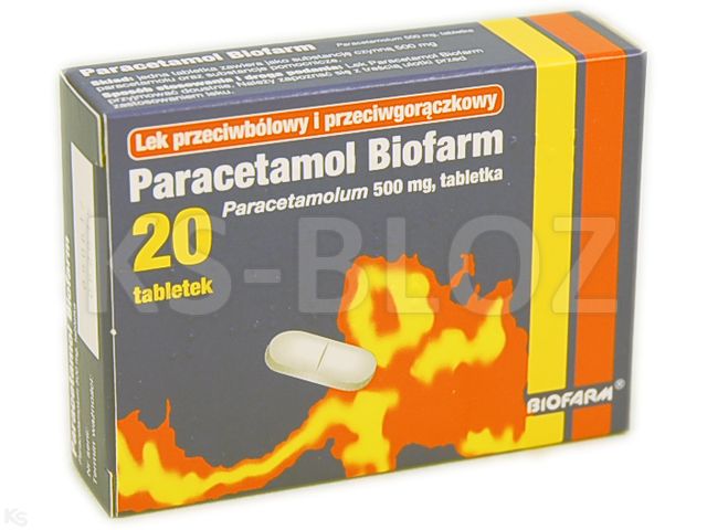 Aletofar (Paracetamol BIOFARM) interakcje ulotka tabletki 500 mg 20 tabl.