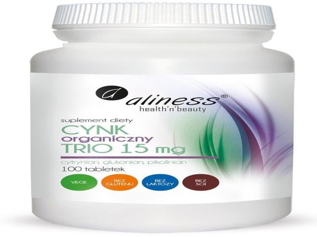 Aliness Cynk Organiczny TRIO 15 mg interakcje ulotka tabletki - 100 tabl.