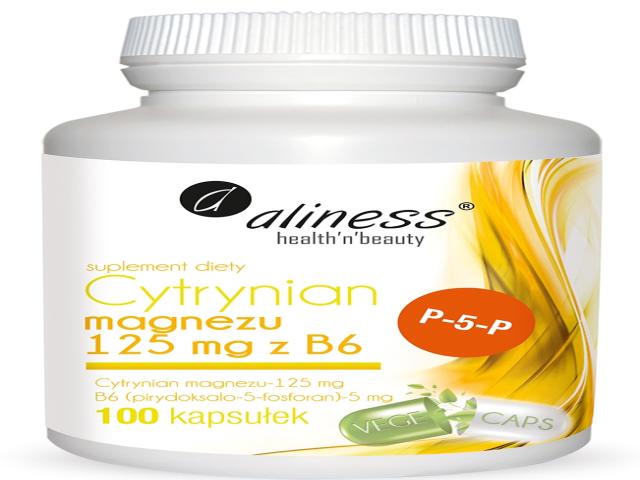 Aliness Cytrynian Magnezu 125 mg Z B6 (P-5-P) interakcje ulotka kapsułki  100 kaps.