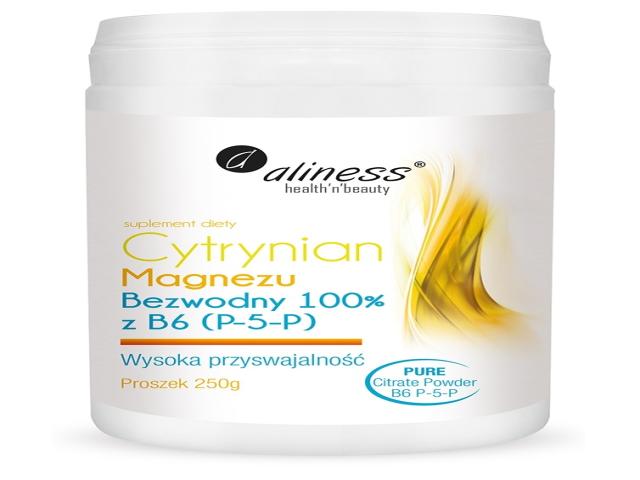 Aliness Cytrynian Magnezu Bezwodny 100% z B6 P-5-P interakcje ulotka proszek  250 g