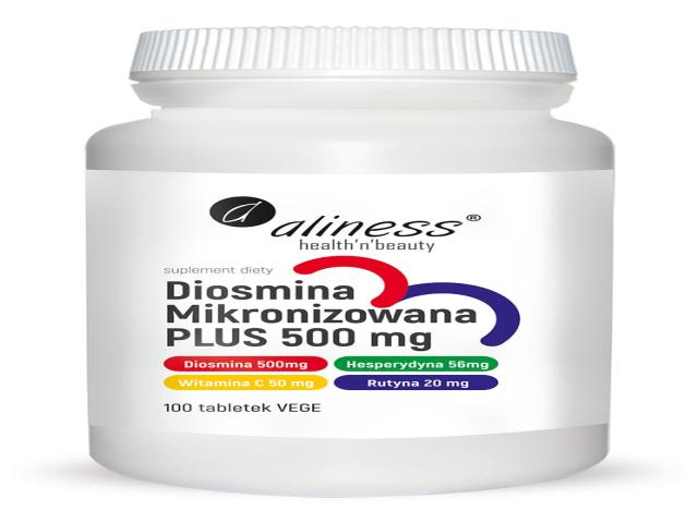 Aliness Diosmina Mikronizowana Plus 500 mg interakcje ulotka tabletki  100 tabl.